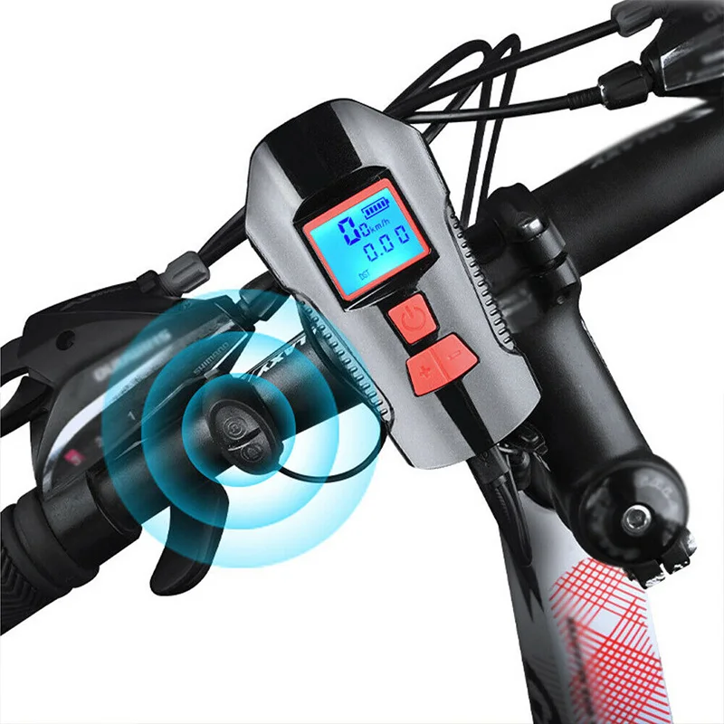 

Waterproof Bicycle headLights USB Charging Bike Front Light Flashlight Handlebar Cycling Headlight with LCD Screen, Black/red/blue