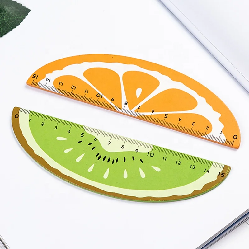 

Creative school kids gift cartoon cute fruit shape drawing 15cm ruler wood