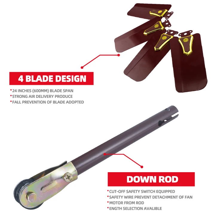 24 Inch 600mm Double Ball Bearings Powerful Electric High Speed Decorative Orient/usha Ceiling