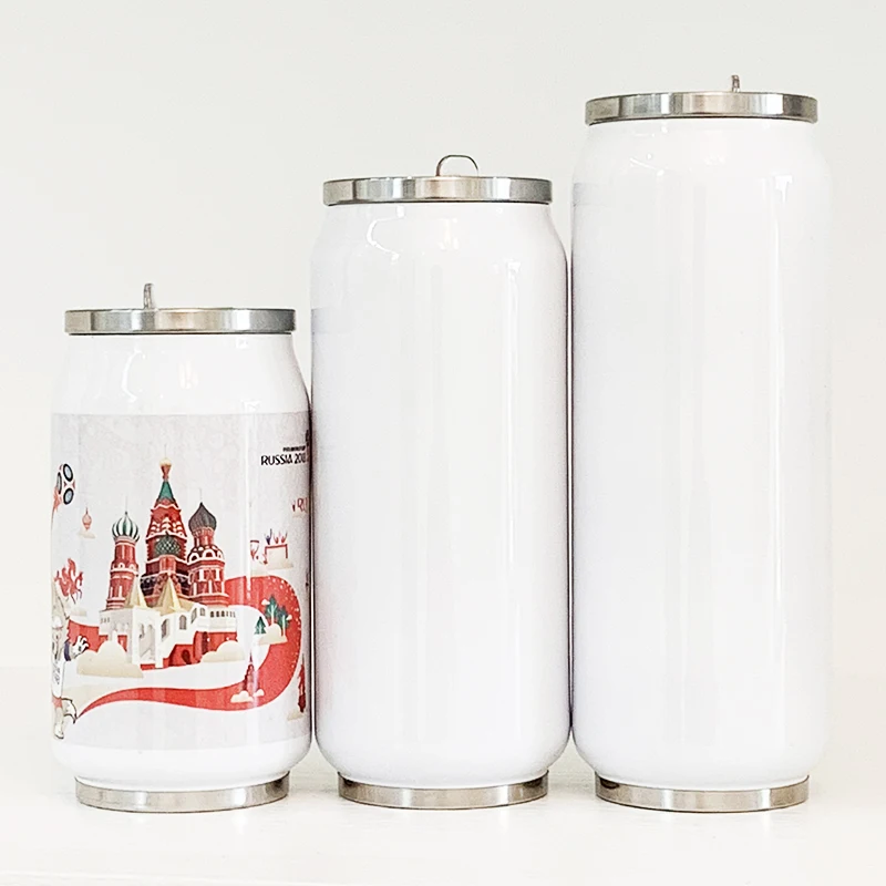 

Amazon Hot sale Sublimation Blanks 300ML 400ML 500ML Coke Can water bottle stainless steel Coke Can fridge with lid and straw