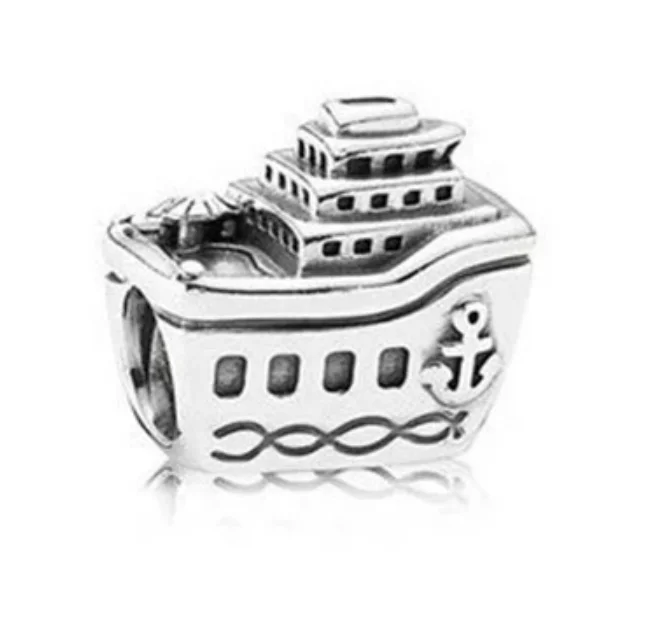 

Solid 925 Sterling Silver Cruise Ship Charm Bead for DIY Bracelet