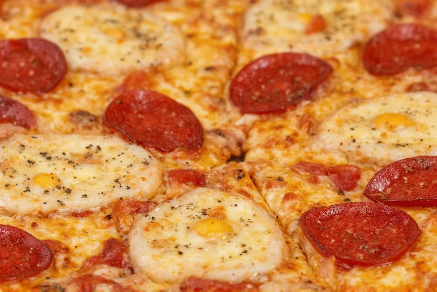 Close-up of Papa John's pizza with freshly ground black pepper sprinkled on top