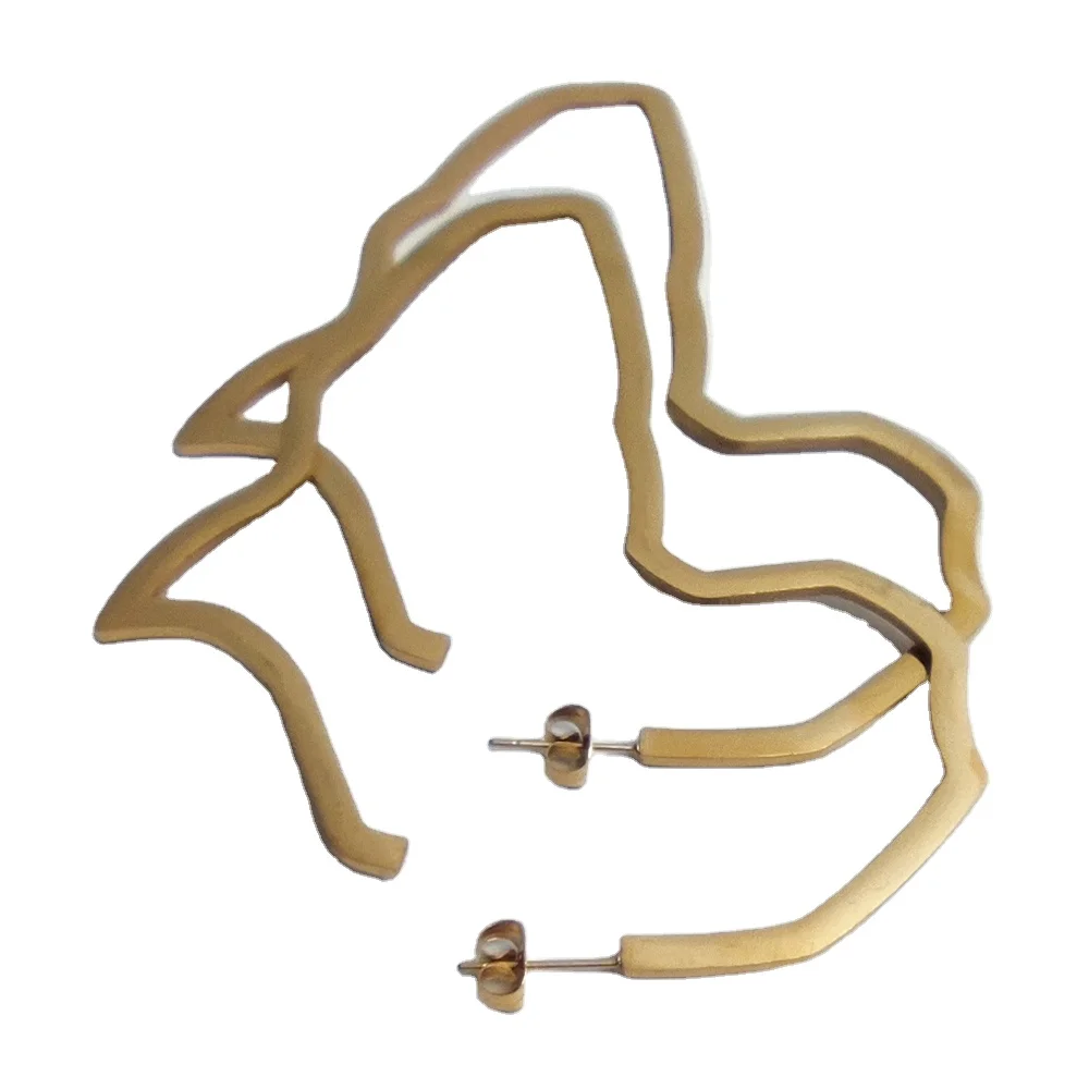 

Good Quality Various Size Earrings Fashion Design African Map Pattern Gold Stainless Steel