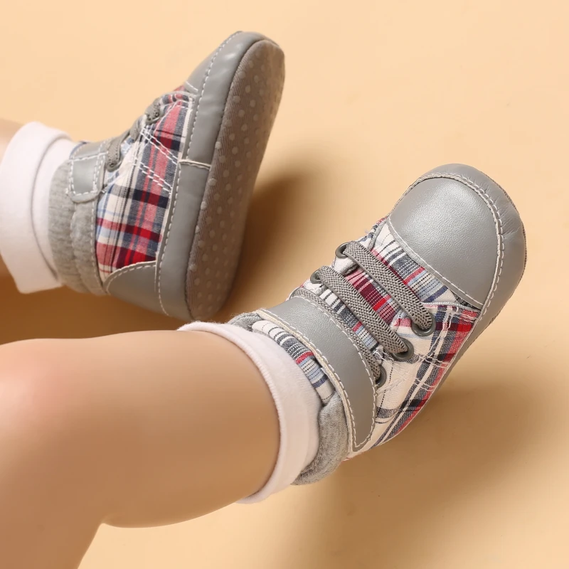 

0-1 year male baby fashion plaid soft sole casual shoes baby toddler shoes