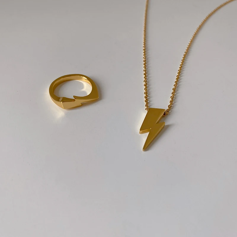 

Lightning 18K Gold Plated Rings Solid Chunky Circle Geometric Ring Trendy Hip Hop Minimalist Stainless Steel Jewelry Wholesale