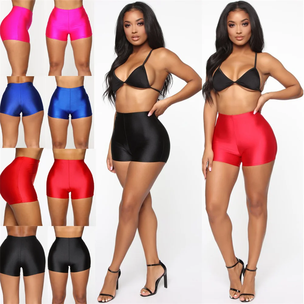 

Women's Fitness Solid Shorts Soft Skinny Slim Stretchy Solid Shiny Casual Comfortable Shorts Cotton Spandex Workout Shorts