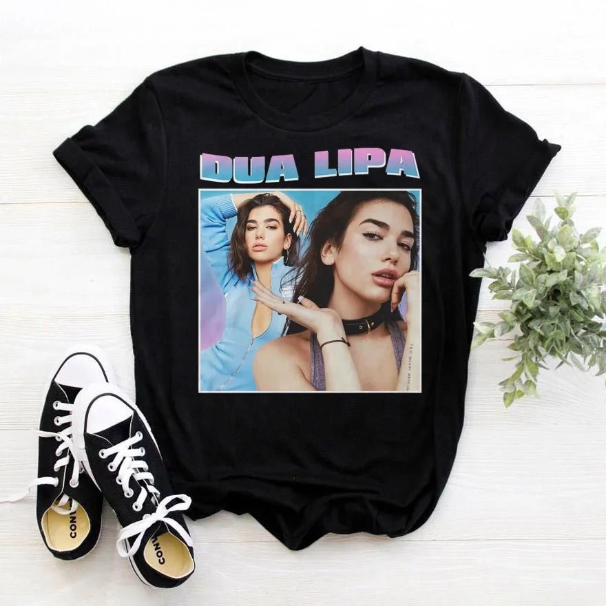 

New Arrival Dua Lipa Ava Max Singer Women T-shirt Loose Crew Neck Cotton Streetwear Vintage Ladies Tshirt, Black white gray dark blue red