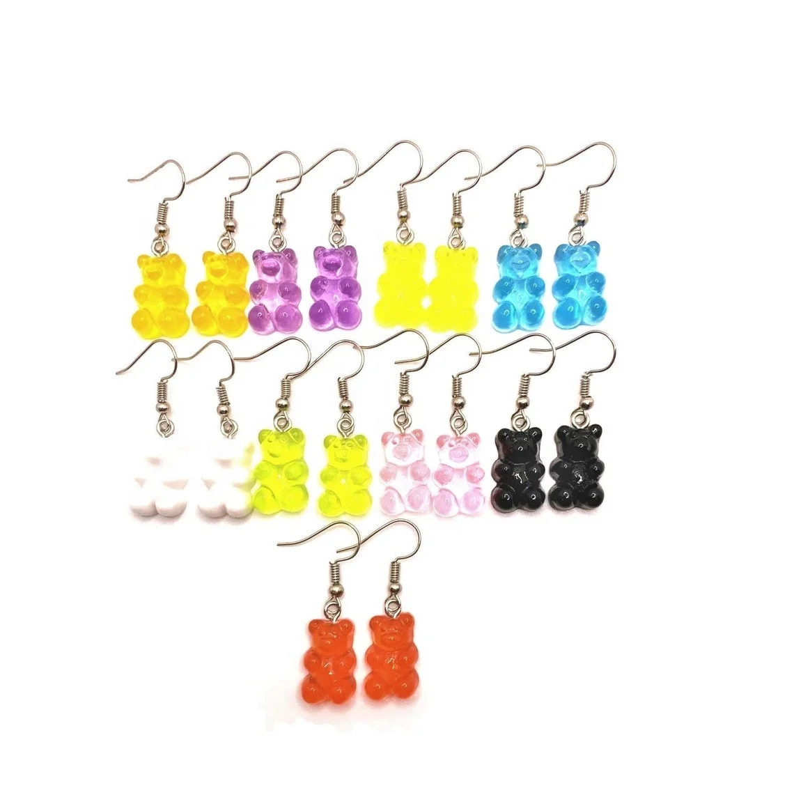 

R.Gem. Colorful Cartoon Dangle Cute Resin Gummy Bear Earrings for Women