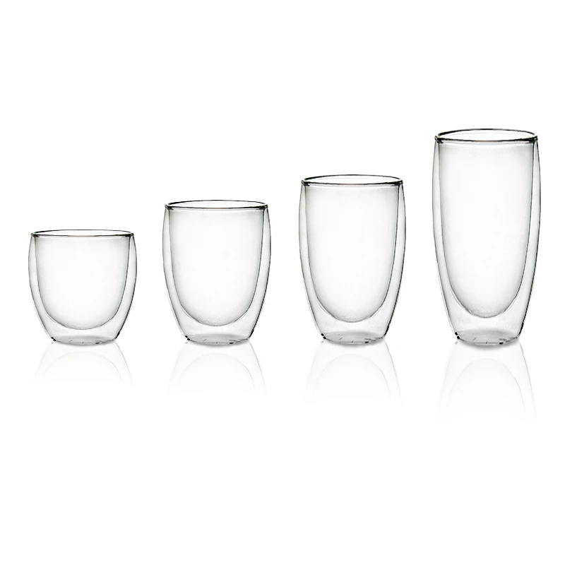 

Heat Resistant Transparent Glass Clear Double Glass Cup Double Wall Glass Cup With Handle