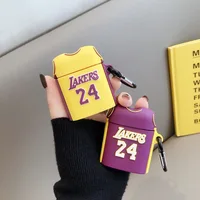 

Sports 3D Silicone Cartoon Cover case for Airpods Wireless earbuds Case Cover No. 24 T-shirt Lakers
