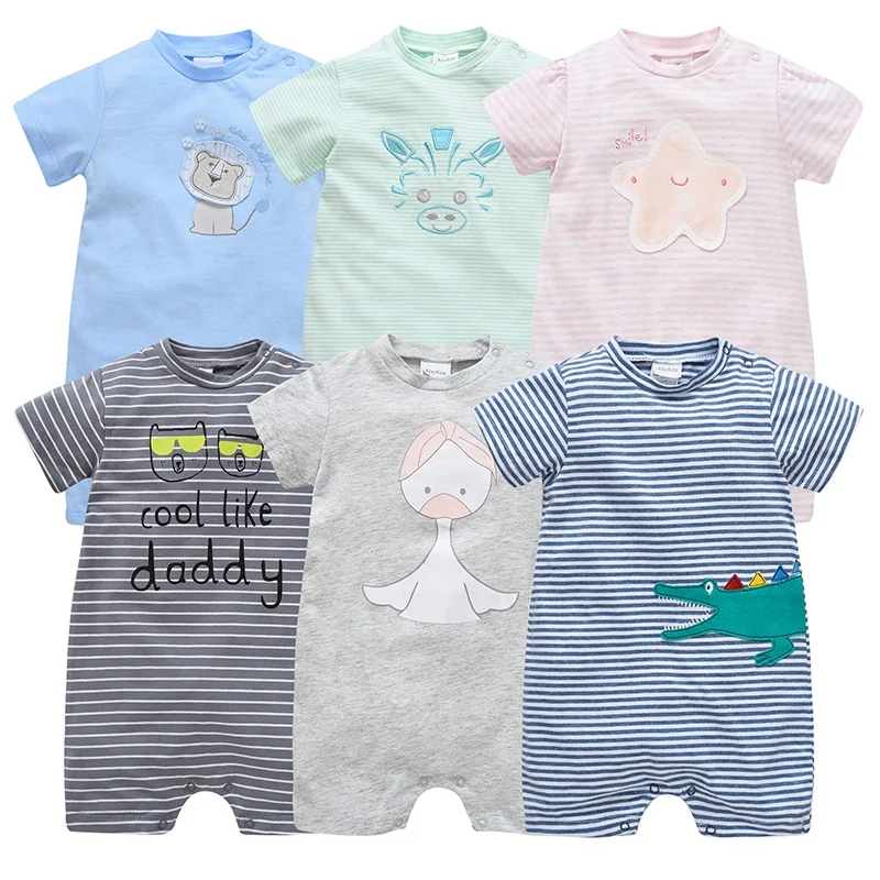 

Wholesale 100% cotton baby clothes newborn summer short sleeve baby rompers