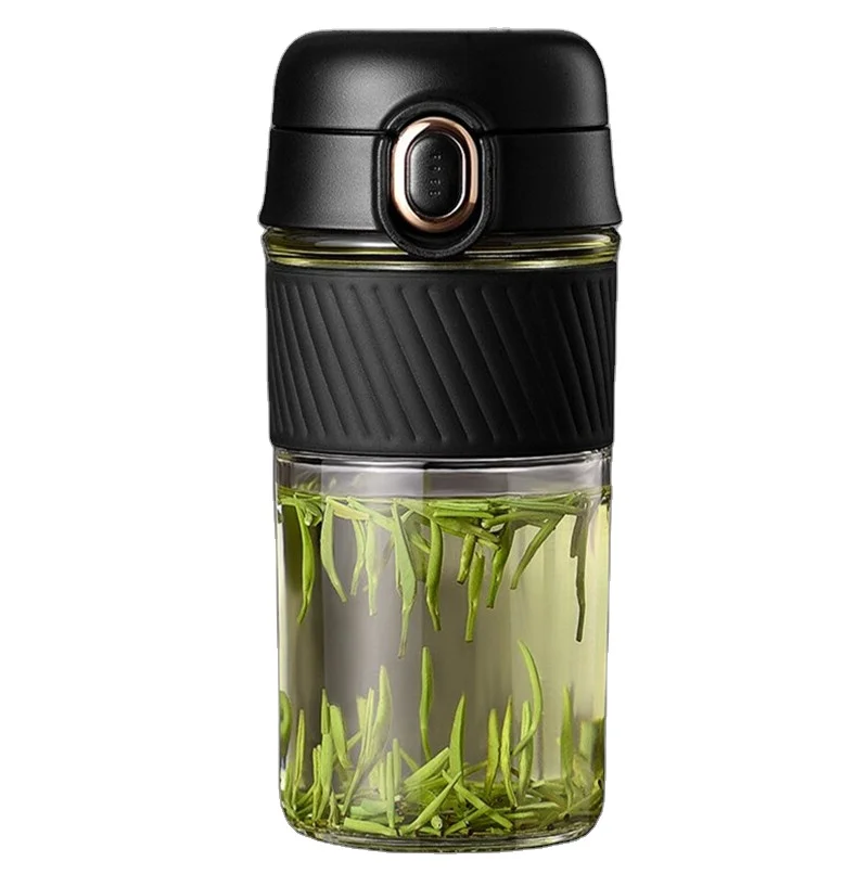 

High-value Reusable borosilicate Glass Bottle With Lid Tumbler Tea drink Cup With Straw Double Wall Glass Coffee Cup