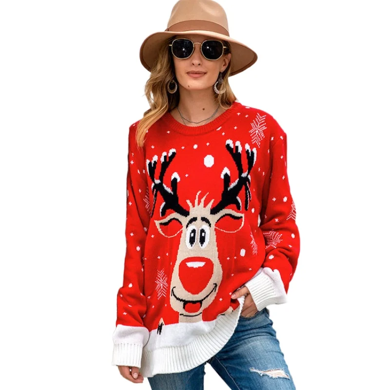 

Factory customized Varied Ugly Christmas Sweater For Women Merry Reindeer Knit Girls christmas Sweaters, Customized color