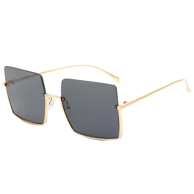 

Retro Square Rimless Metal Half Large Frame Sun Shade Glasses Ocean Film UV400 Sunglasses