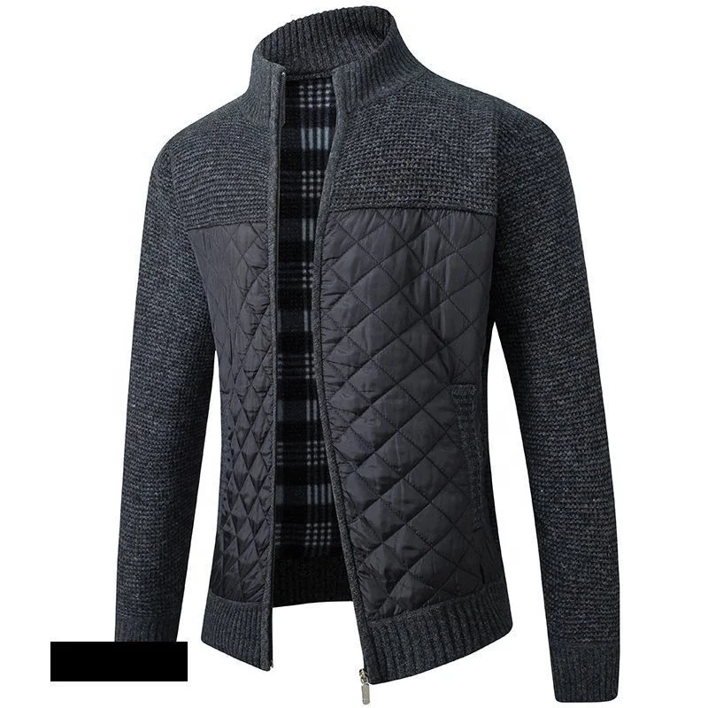 

2022 Men's Fleece Sweater Jacket Winter Thicken Patchwork Wool Cardigan Warm Knitted Casual Clothing