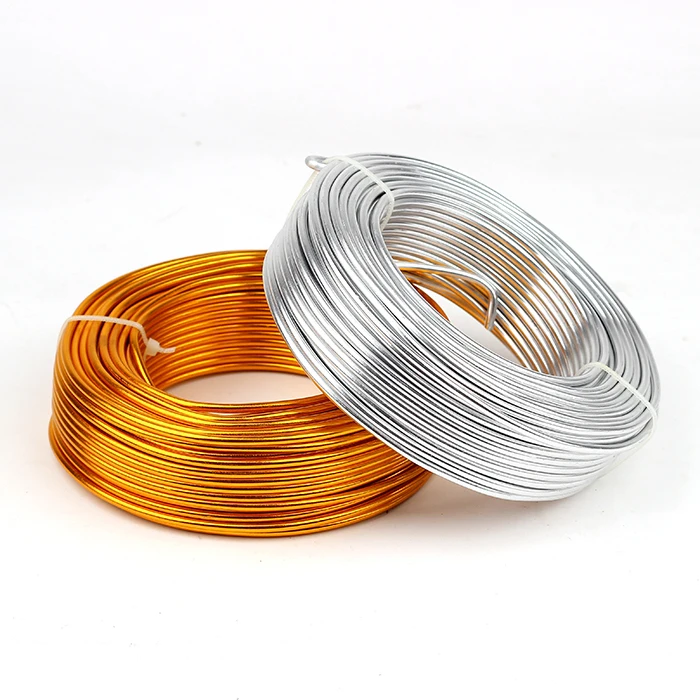 

0.8/1/1.2/1.5/2/2.5/3/3.5mm Bright Gold Colored Anodized Artistic Round Aluminum Craft Wire For Jewelry Soft Wire, Gold,black,red,white,blue,yellow or customized