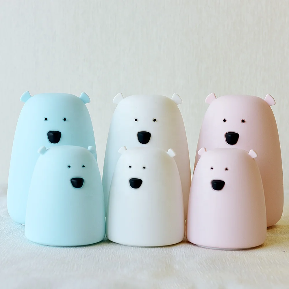 
7 Colors Bear LED USB Children Animal Night Light Silicone Soft Cartoon Baby Nursery Lamp Breathing LED Night Light 