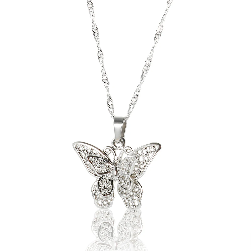 

Fashion Jewelry 18K Gold Plated Stainless Steel Necklace Luck Butterfly Pendant Necklace For Girls