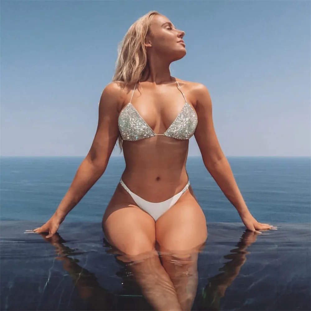 

Summer New Bikini Cut Out Sexy Women Sequin Swimwear Bathing Suits Sets