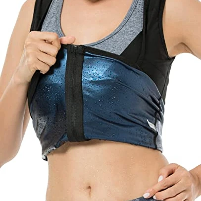 

Women's Zipper Heat Trapping Sweat Enhancing Polymer Vest, Black+dark blue