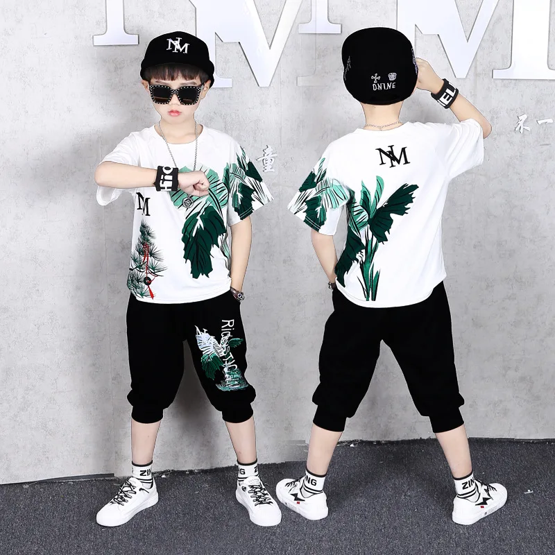 

Hao Baby summer 2021New Two-Piece outfit children Handsome T-Shirt Boy Clothes Boutique Clothing Kids suit Boy sets