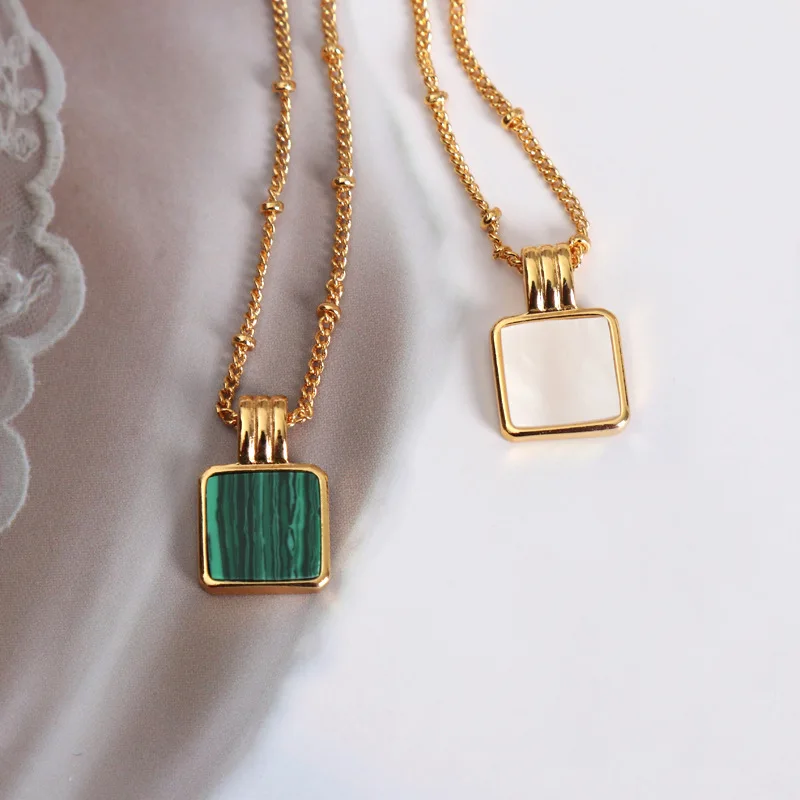 

2021 Trendy Jewelry Vintage Lock Pendant 18K Gold Plated Gothic Personalised Green Necklace