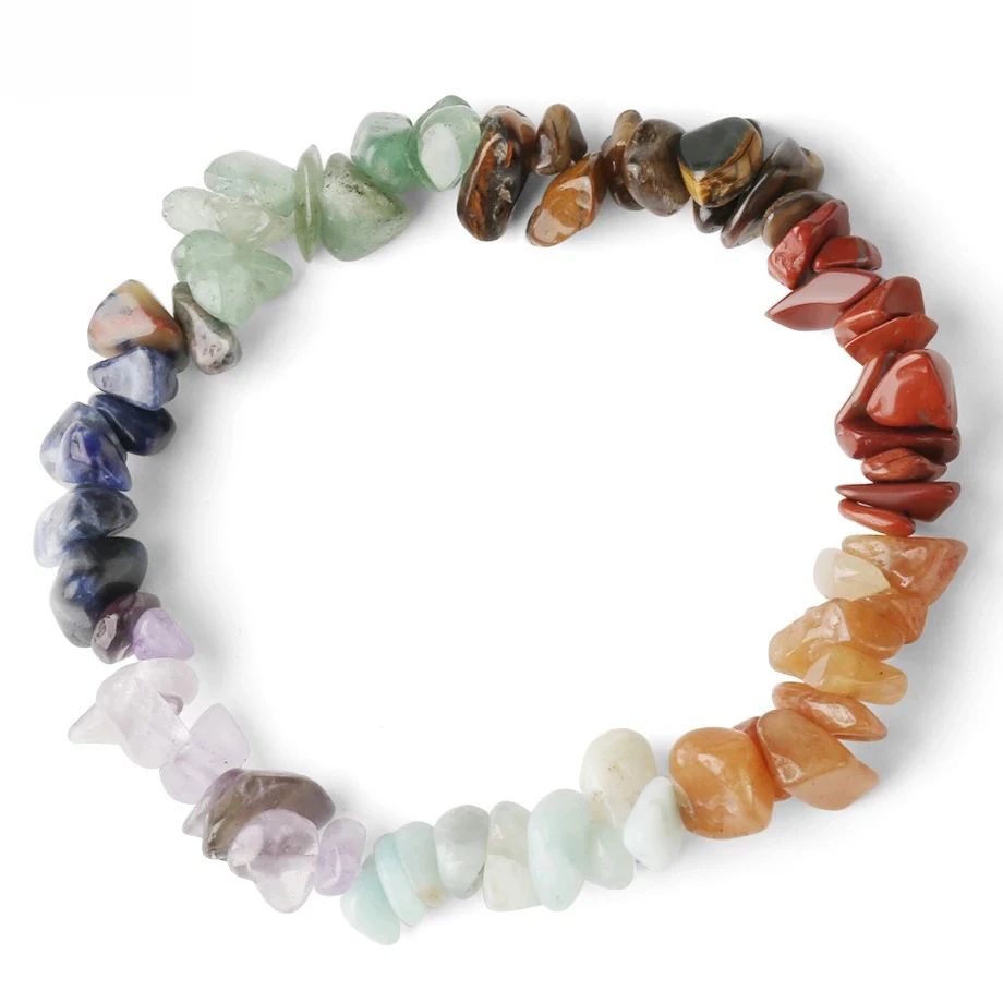 

Chipped Gravel Beads Gifts for Women Pulseras Reiki Natural Stone 7 Chakra Bracelets Healing Crystal Bracelet