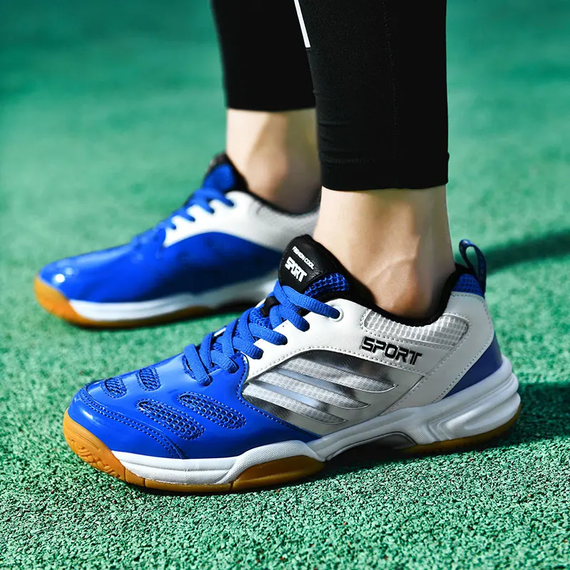 

New Mens Training Badminton Shoes Big Size  Light Weight Tennis Shoes Men Blue Red Anti Slip Quality Volleyball Sneakers, 3 colors