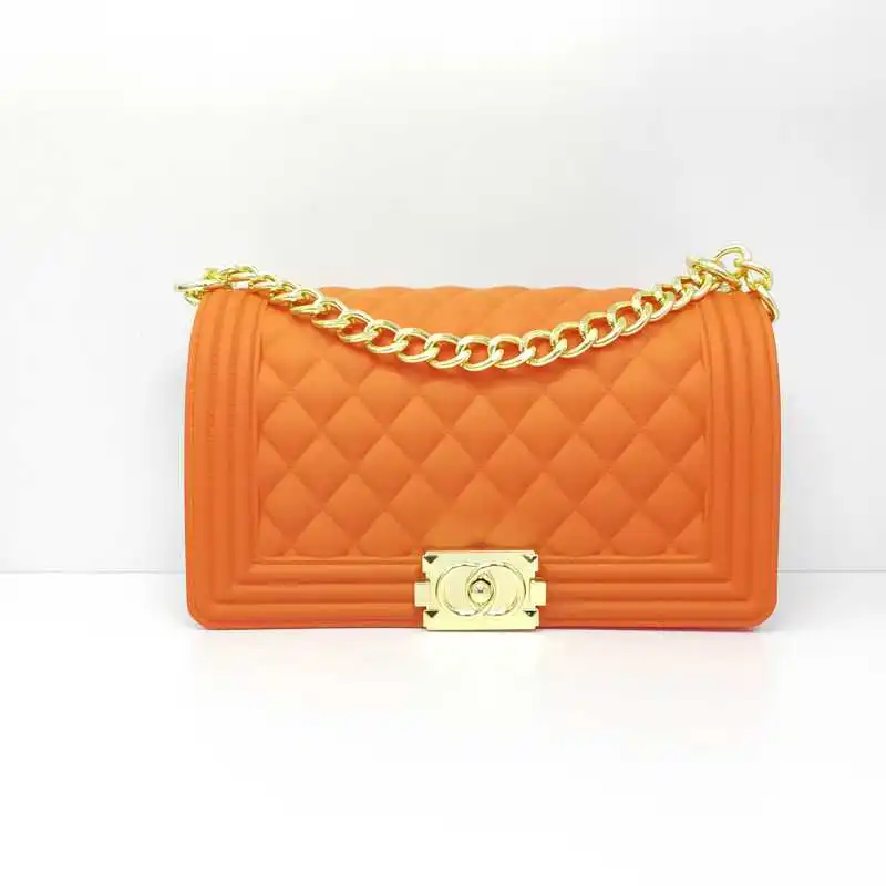 

New Arrival Candy Color Jelly Crossbody Bag Ladies Big Square Chain Shoulder Handbag Women Fall Rainbow PVC Brand Luxury Purse, Customizable