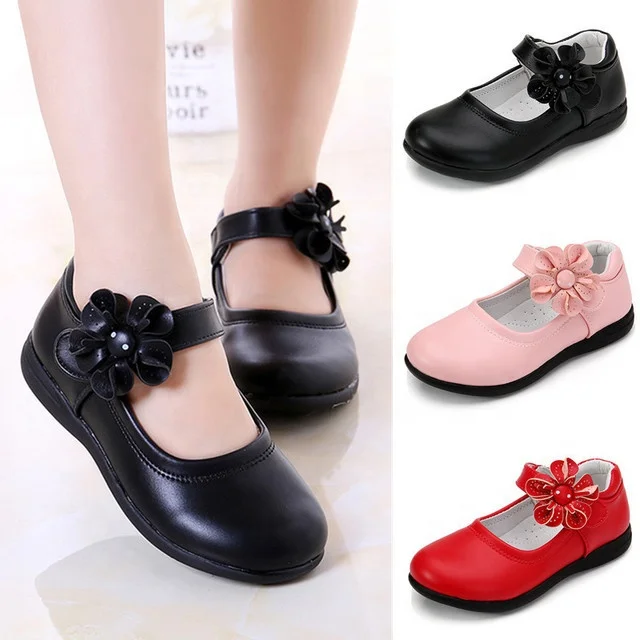 

Girls Leather Shoes for Children Wedding Dress Princess School Shoes Kids Summer Bow-knot Black Student Sandals Korean Fashion, Black pink white red