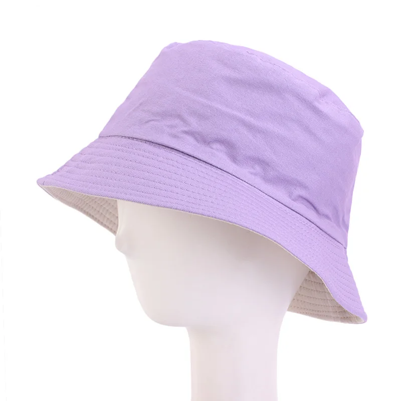 

Sun Hat Plain Color Reversible Cotton Packable Buckethat Hunting Summer Travel Bucket Cap Hat