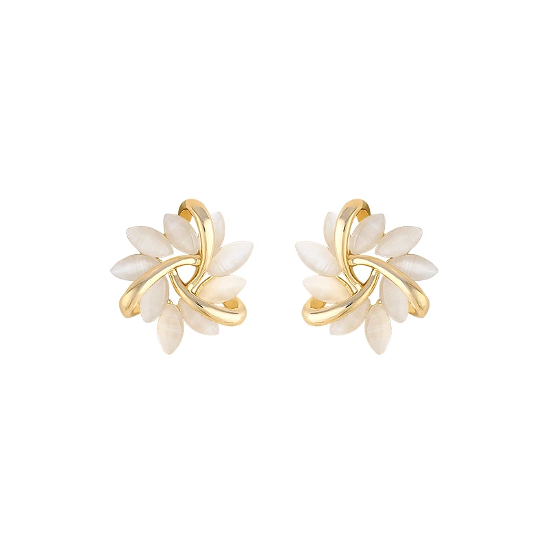 

New Fashion Earrings Women 18k Gold Plated Sunflower Earrings 925 Silver For Girls Wedding Gift, Golden