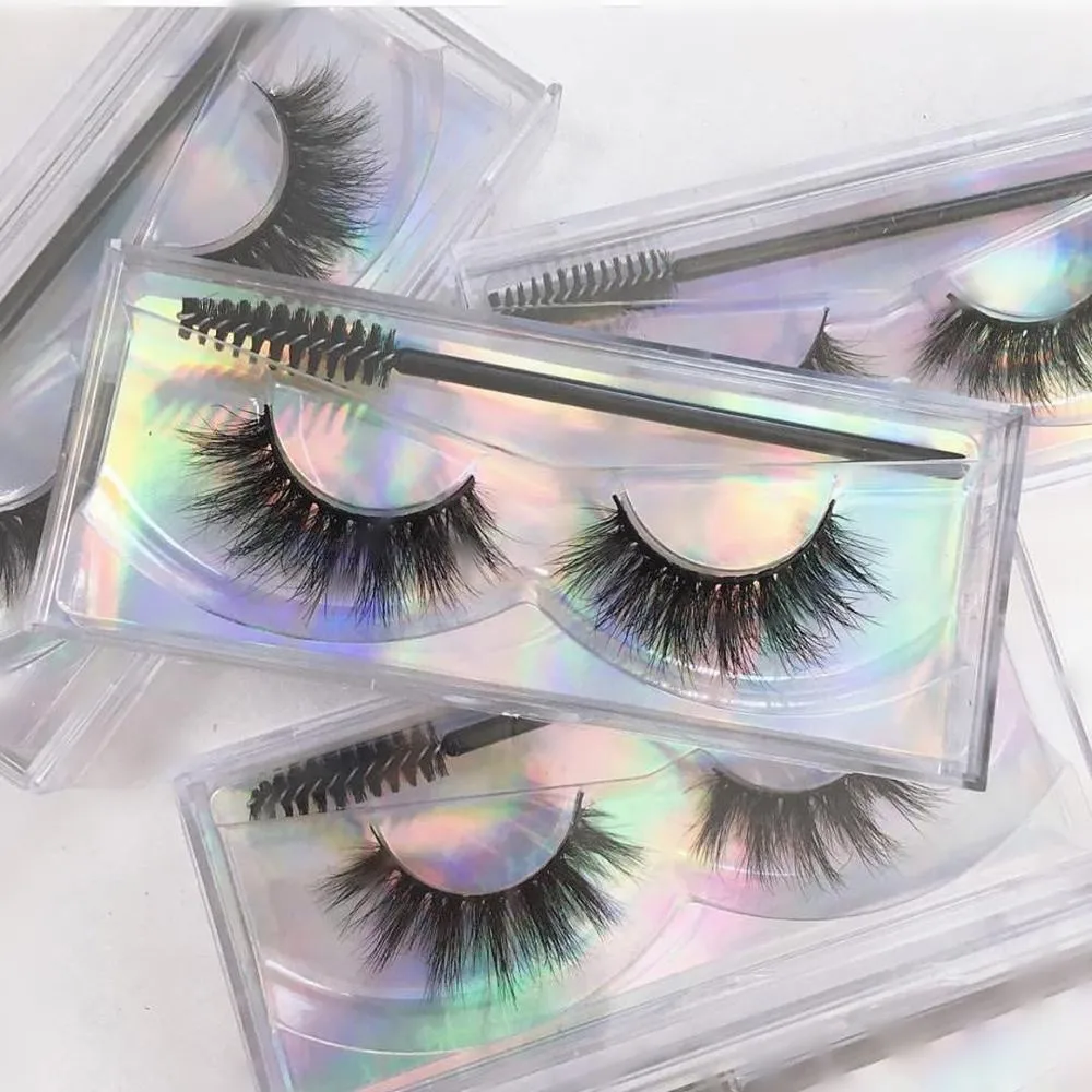 

New Clear Invisible Band Cruelty Free Lashes 25MM 3D Silk Mink Eyelashes With Customize Box, Black