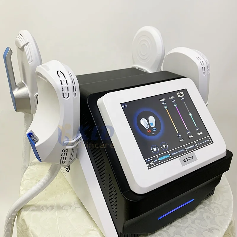 

2022 new desktop portable ems muscle building device 4 handles ems slim body contour sculpting device