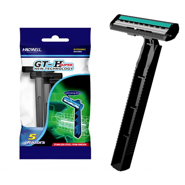 

HW-B235GL Daily use twin 2 two razor blade disposable shaving razor blade with high quality stainless steel, Customized color