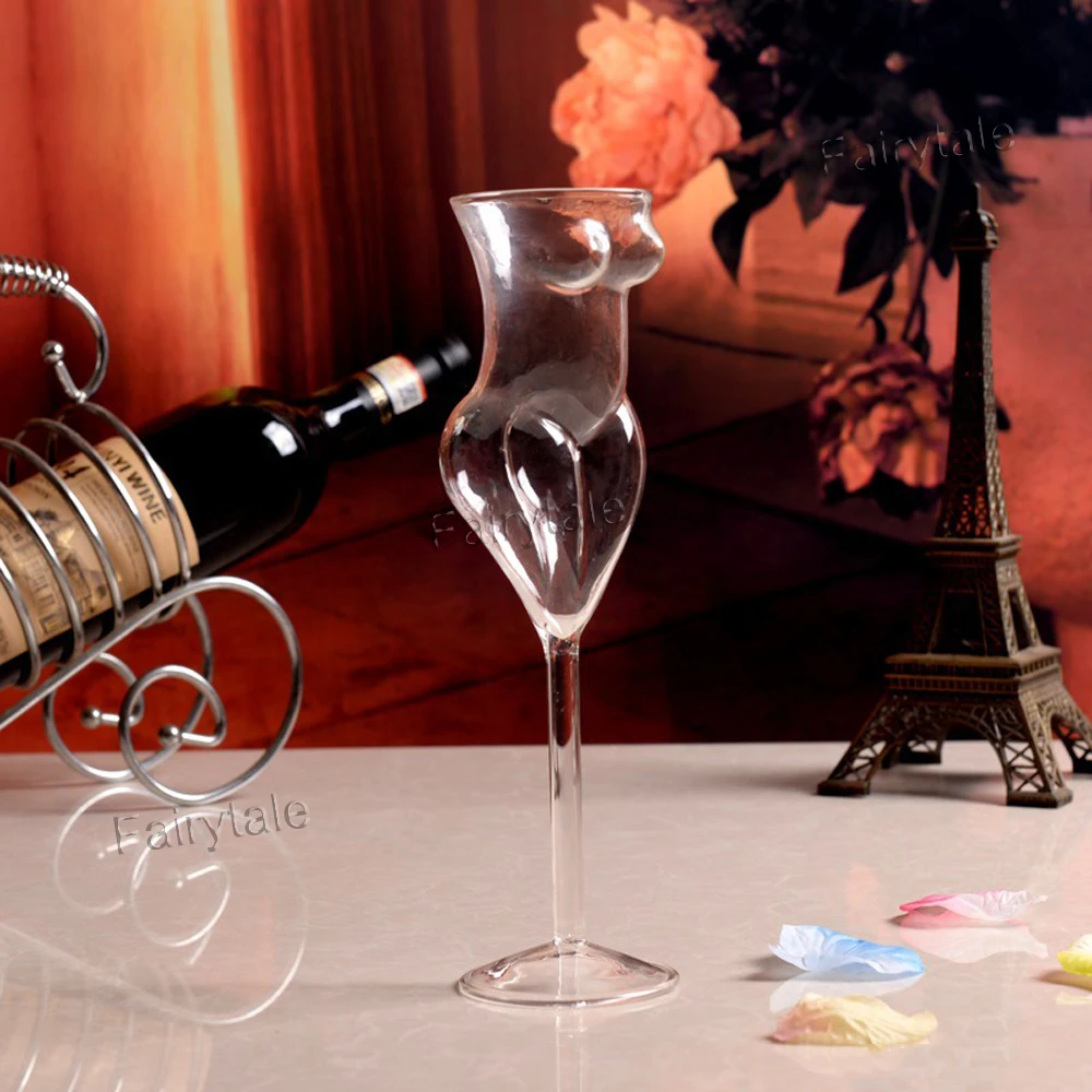 

Female Body Goblet Fancy Stem Woman Shape Wine Glass, Clear
