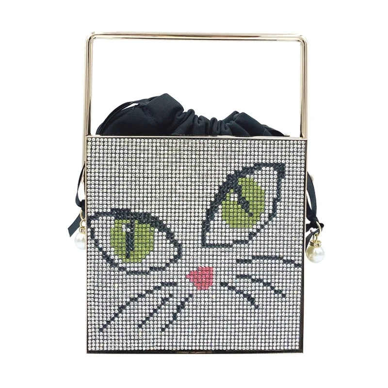 

New Openwork Cat Face With Diamond Design Diamonds Portable Women's Party Handbags Evening Bag Purses and Handbags Luxury Desige