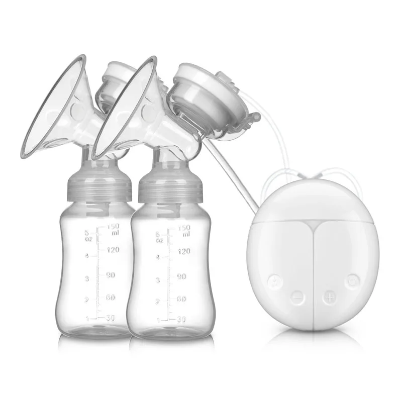 

KIUIMI Double Suction Baby Feeder Massage Moms Helper hands free Electric Breast Pump Bottle Milk Extractor, White