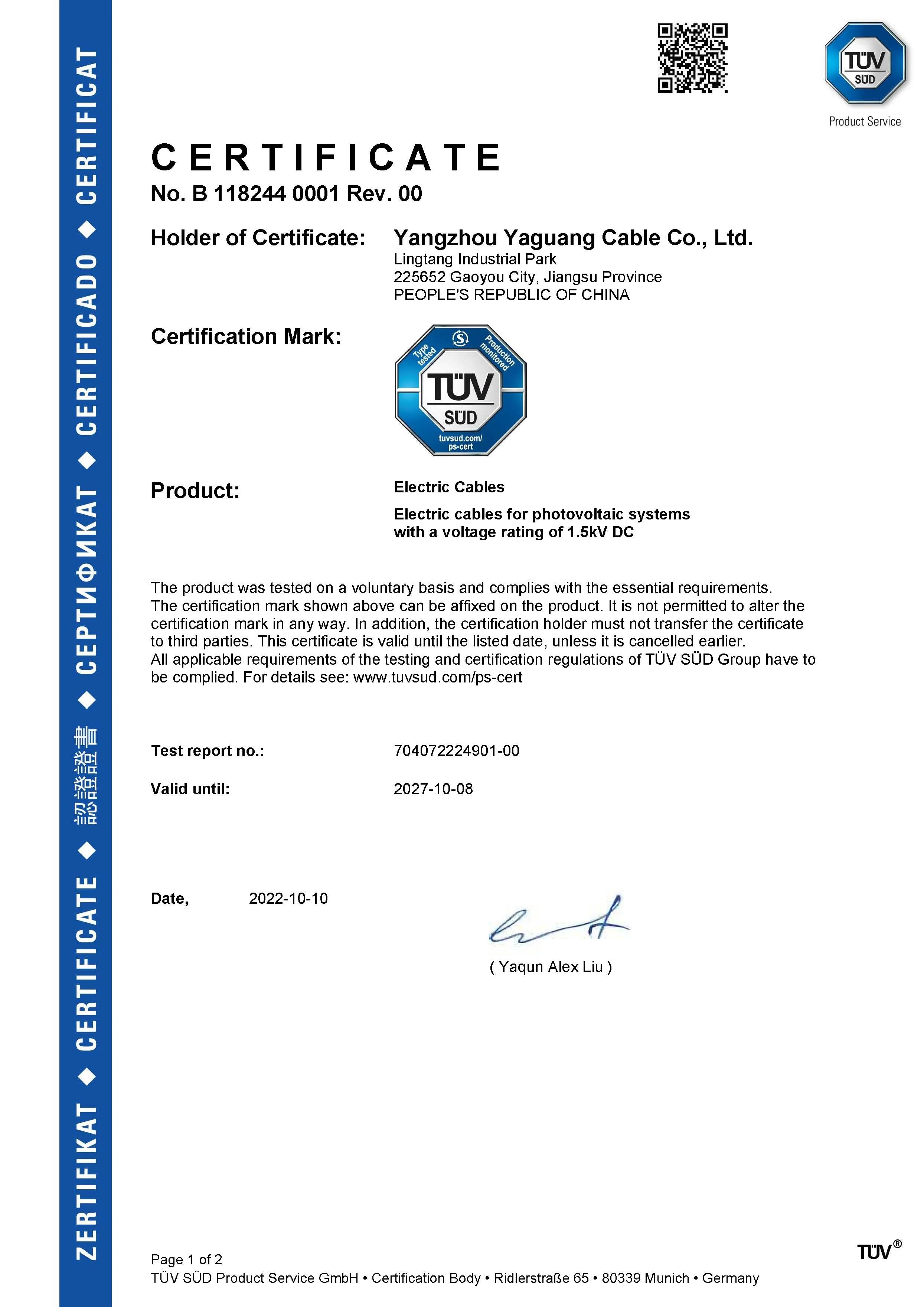 yangzhou yaguang cable co., ltd. - control cable, instrumentatio