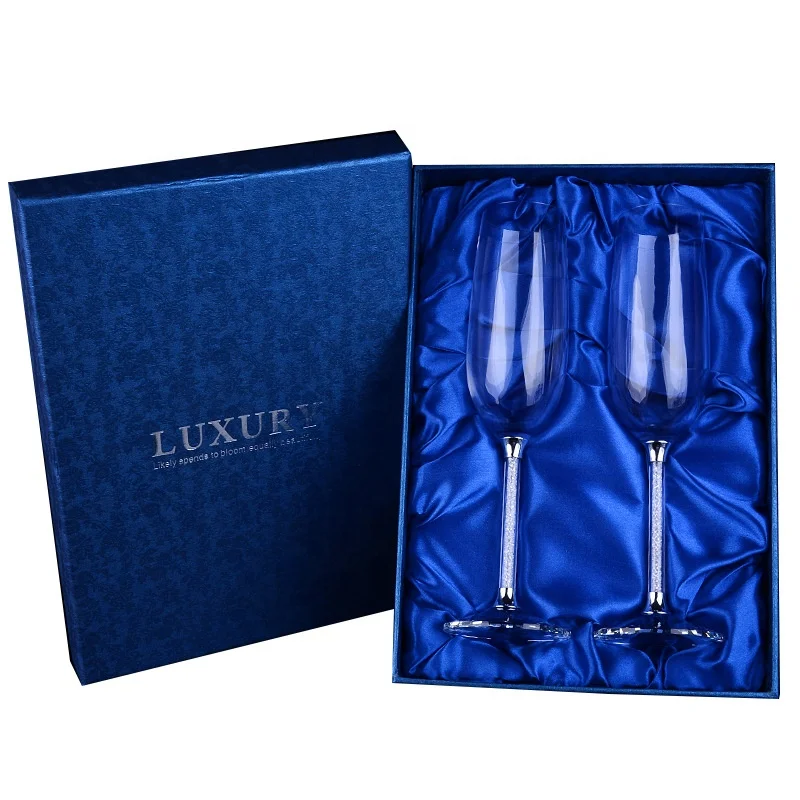 

2pcs 250ml Champagne Flutes Wine Glass Crystalline Toasting Glasses Goblet Crystal Rhinestones Design Wedding Glasses, Clear