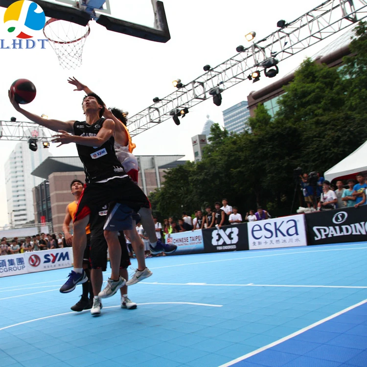 

interlocking Decking floor plastic outdoor Non-slip Embellishment Basketball made by china Linghan sports, 12 colors