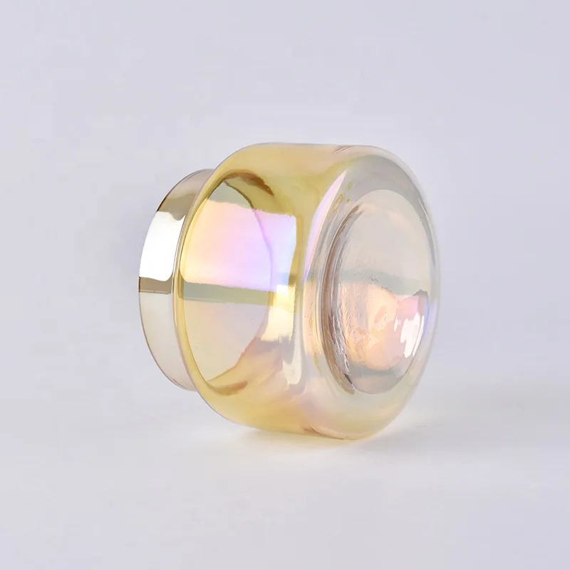 Golden glass candle containers for home decoration