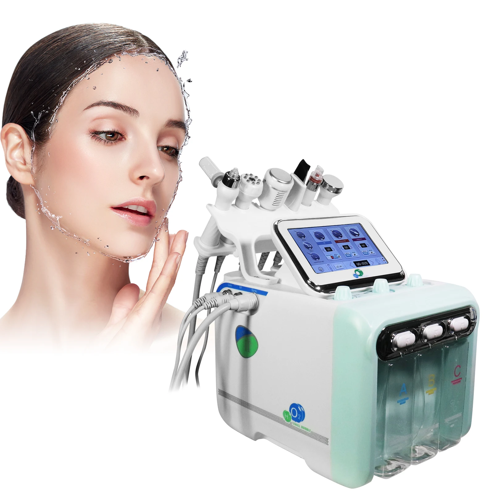 

Huanshi 2023 best price portable 7 in 1 hydra aqua peeling facial machine with led red light therapy mask