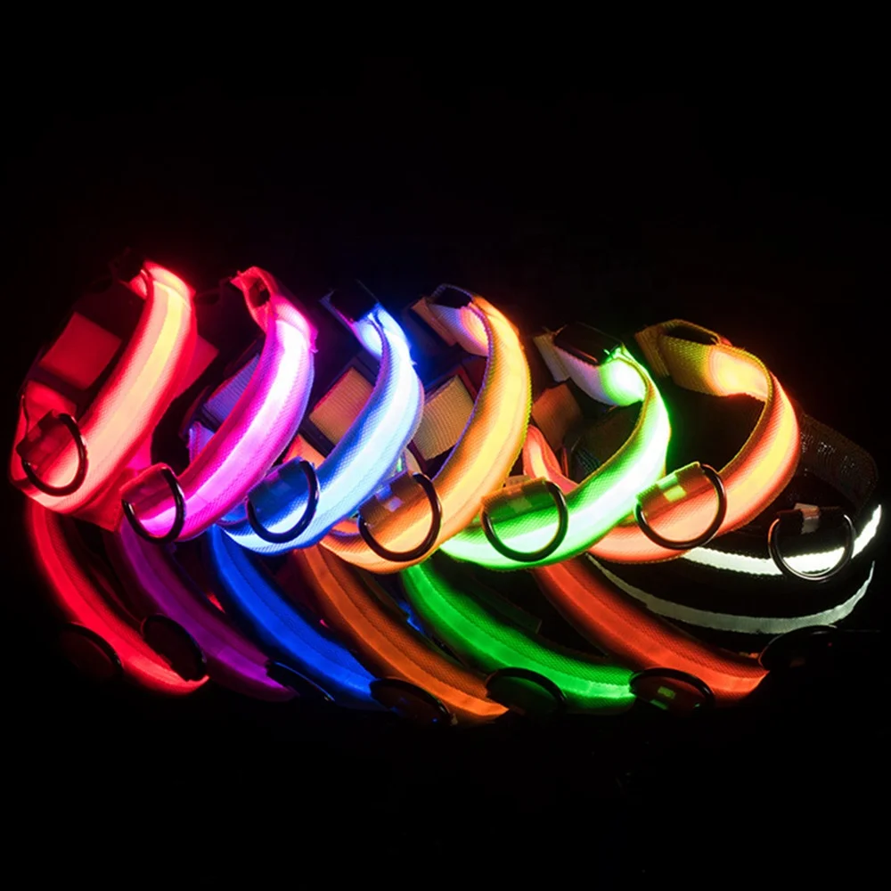 

Night Illuminated Glowing Luminous Light Pet LED Dog Collar Neck Ring for Dogs Cats Puppy Products USB Charging Adjustable, Red, yellow, blue, green, orange, pink, white