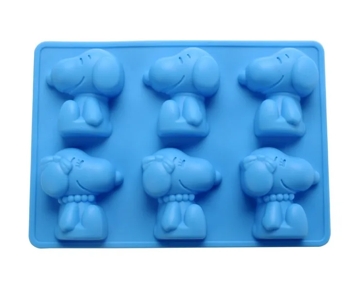 

6 Cavities Snoopy Cartoon Reusable Cake Decorating Silicone Molds DIY Fondant Mould Ice Tray Mold Ice Maker