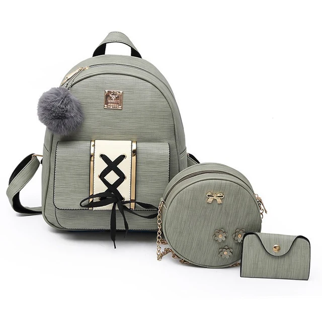 

Trend Designer Elegant Laced Satchel Metal Plate Logo Handbag set with Clutch Purse 3pcs Set Ladies Women Backpack Bag, Multi, as picture