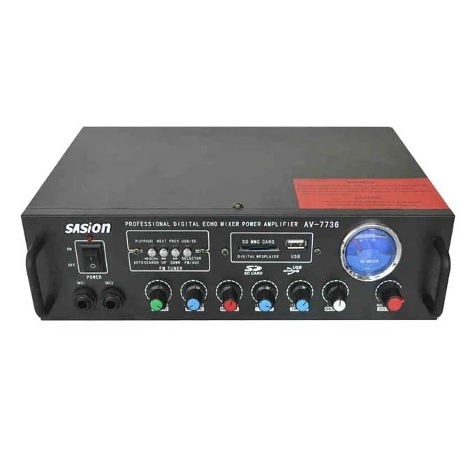 

DJ Amp with USB/SD/FM Radio car apmlifier car audio apmlifiers AV-7736 Home Amplifier MixAmplifier, Black