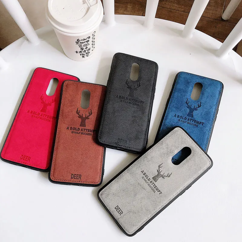 

Luxury Elk Pattern Case for OnePlus 1+9 Pro 8 7T 7 Pro Hybrid TPU+Fabric Cloth Skin Slim Soft Cover for One Plus 8 7 Pro 6 6T