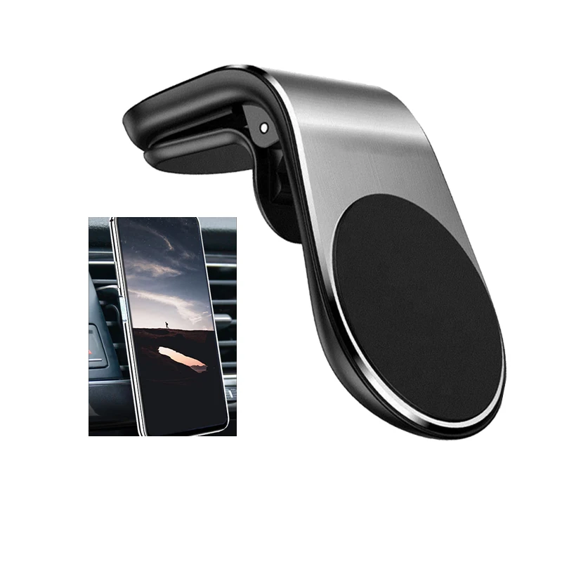 

Vent Clip L Shaped 360 Rotating Anti-shake Strong Magnet Soporte Para Celular Grip De Celulares Magnetic Phone Holder For Car, Black