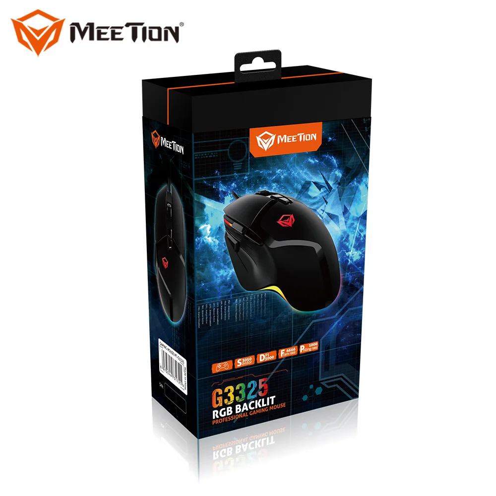 

MeeTion Hades G3325 Cheap Black Waterproof Rgb PC Wired Computer Gaming Mosue Mice